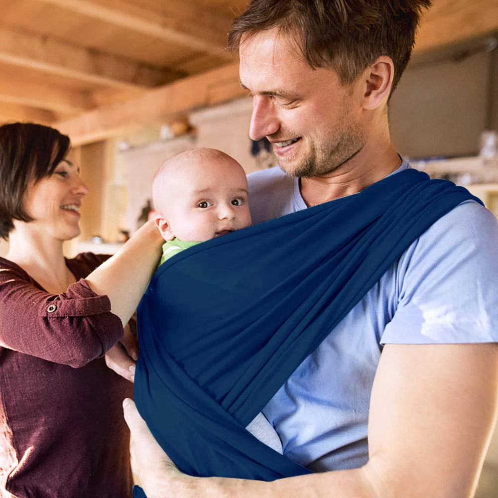 Baby-Wickeltrage, freihändige Babytrage, leicht, atmungsaktiv, weich, perfekt für Neugeborene und Babys, als Duschgeschenk, Schwarz