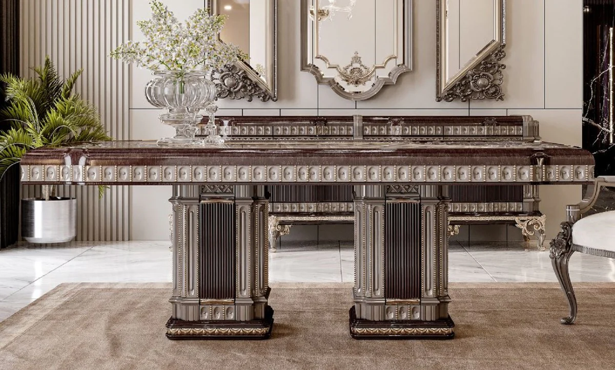 Luxury baroque dining table dark brown / gray 250 cm