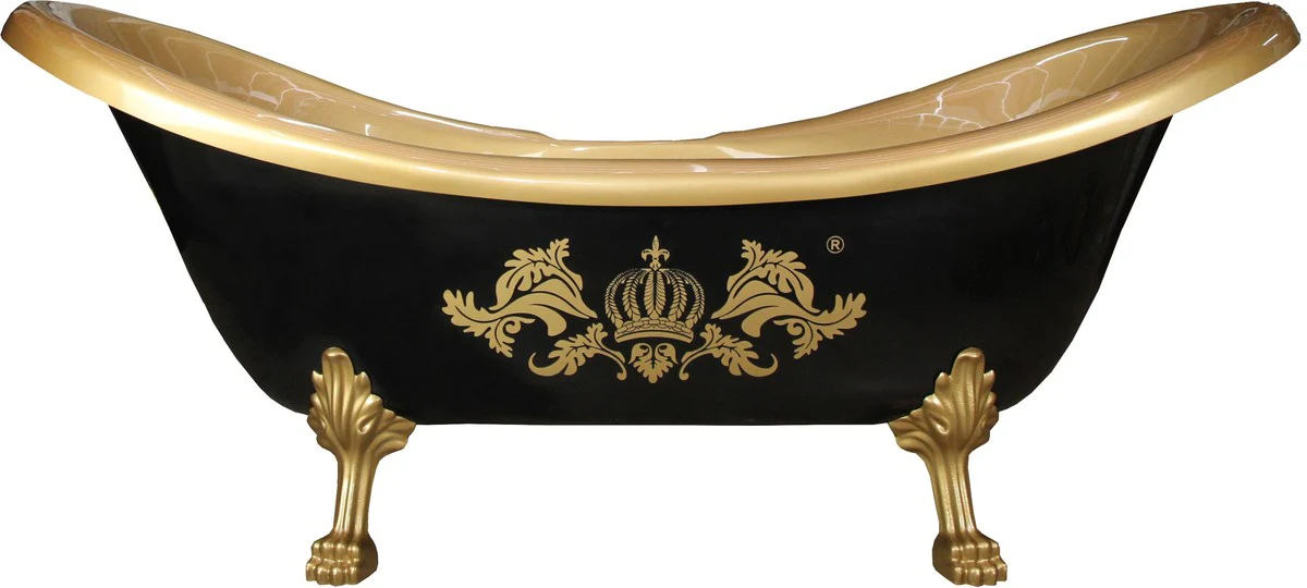 Pompöös by Luxus bathtub Deluxe by Harald Glööckler black / gold / gold 2020mm with gold-colored lion feet