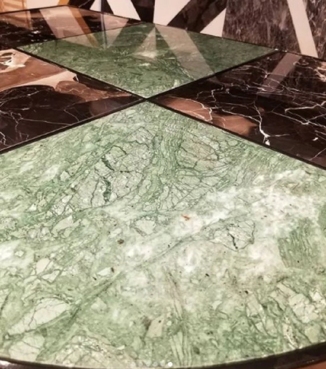 Luxury coffee table green / brown / black 135 x 90 x H. 40 cm - Modern living room table with marble tops - Luxury living room furniture