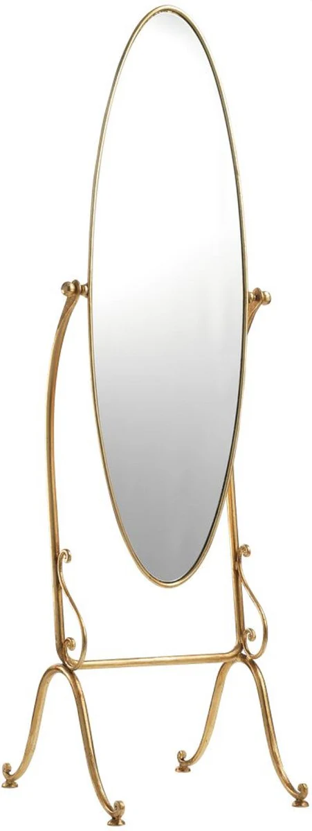 Luxury Art Nouveau Standing Mirror Gold - Oval Bedroom Mirror - Baroque & Art Nouveau Bedroom Furniture