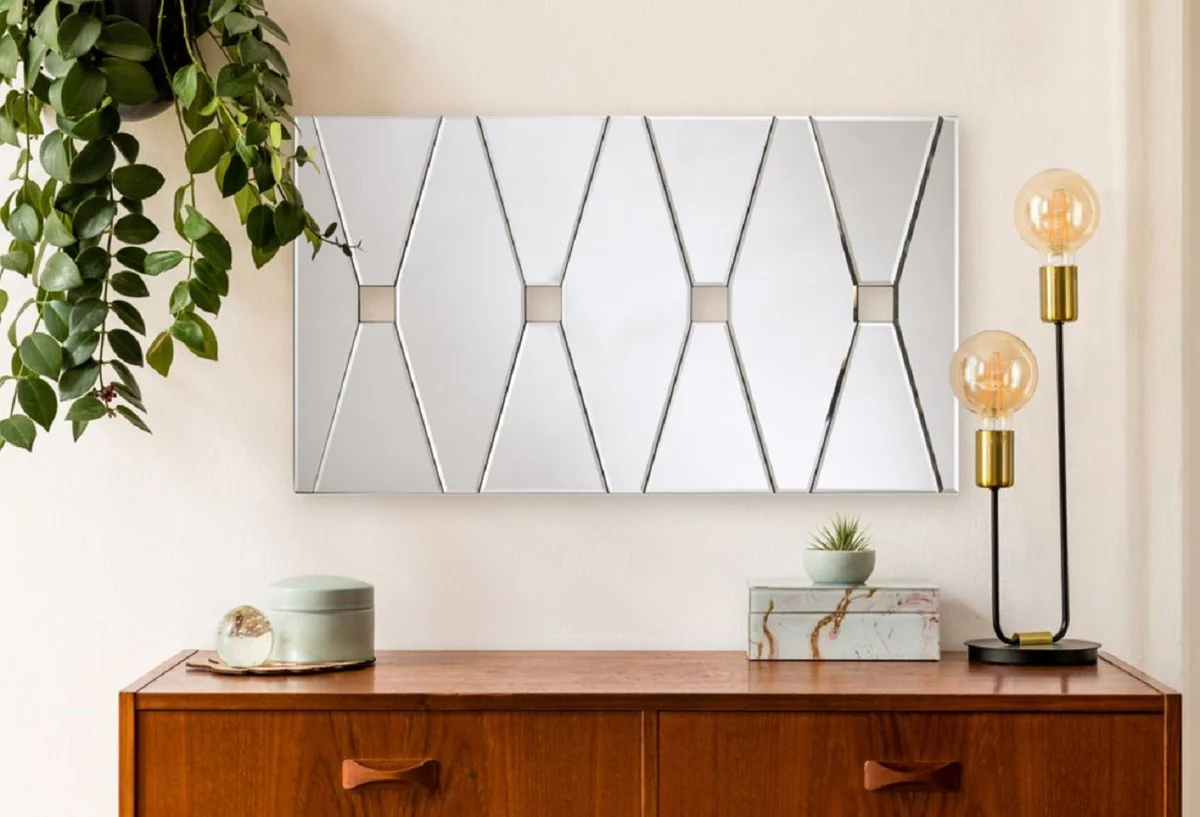 Designer wall mirror with 4 peep holes 80 x H. 45 cm - living room mirror - cloakroom mirror - luxury mirror