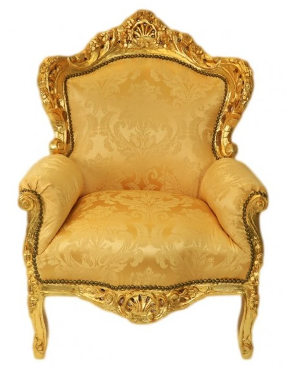 Sessel King Gold Muster / Gold 85 x 85 x H. 120 cm - Barock Sessel