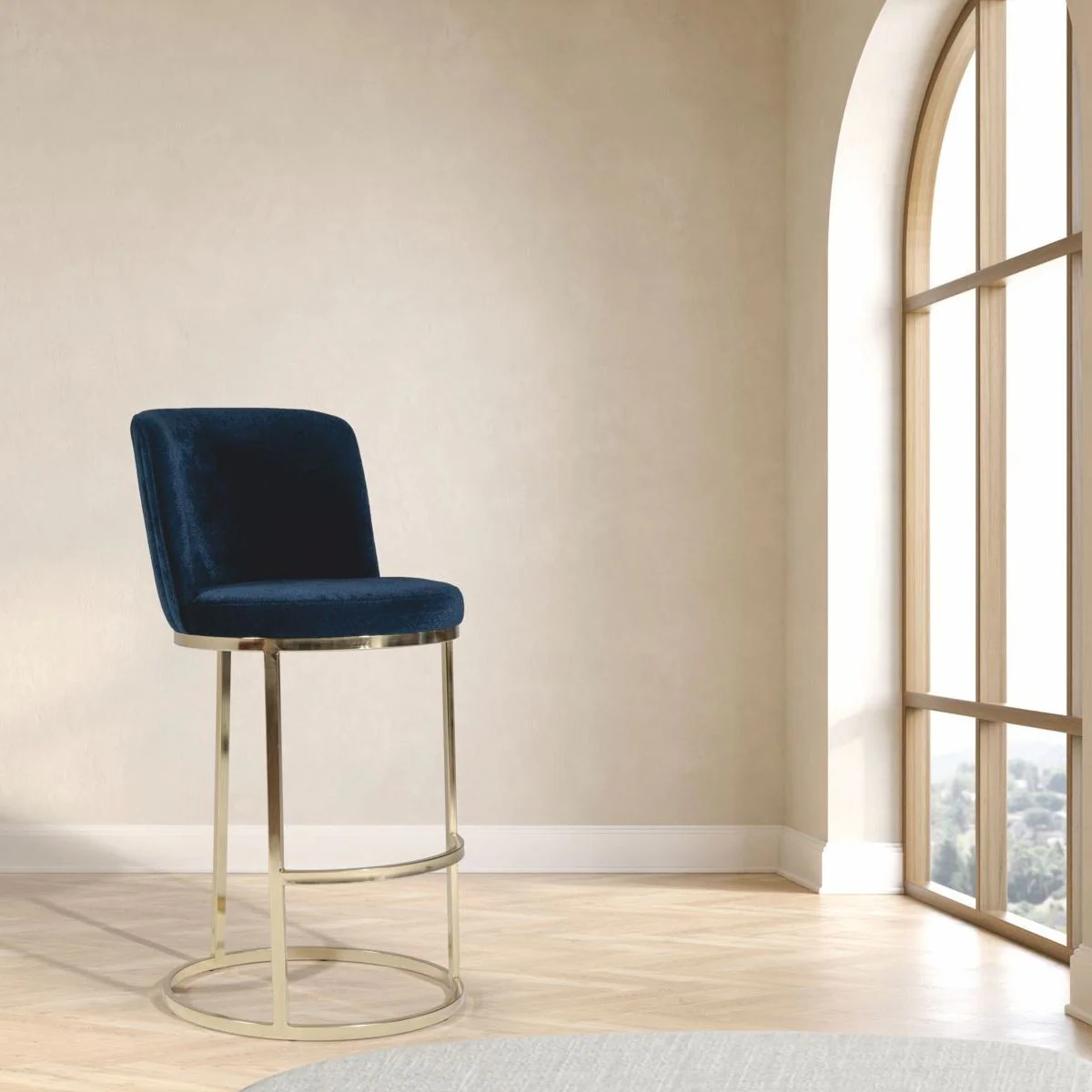 Luxury bar chair set of 6 dark blue / gold H. 110 cm - bar furniture