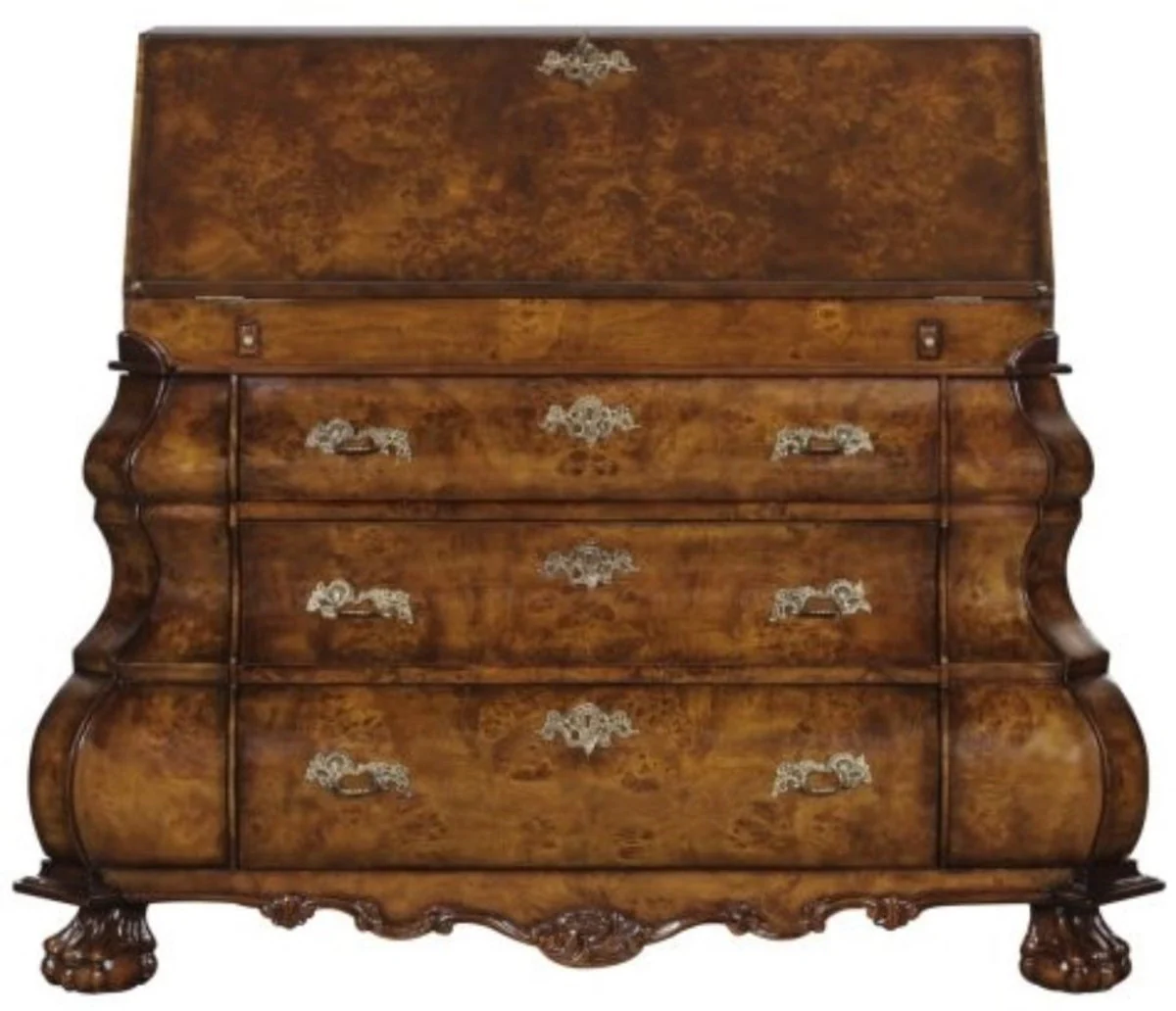 Luxury Art Nouveau writing chest with 18 drawers brown / silver 100 x 53 x H. 120 cm - luxury quality