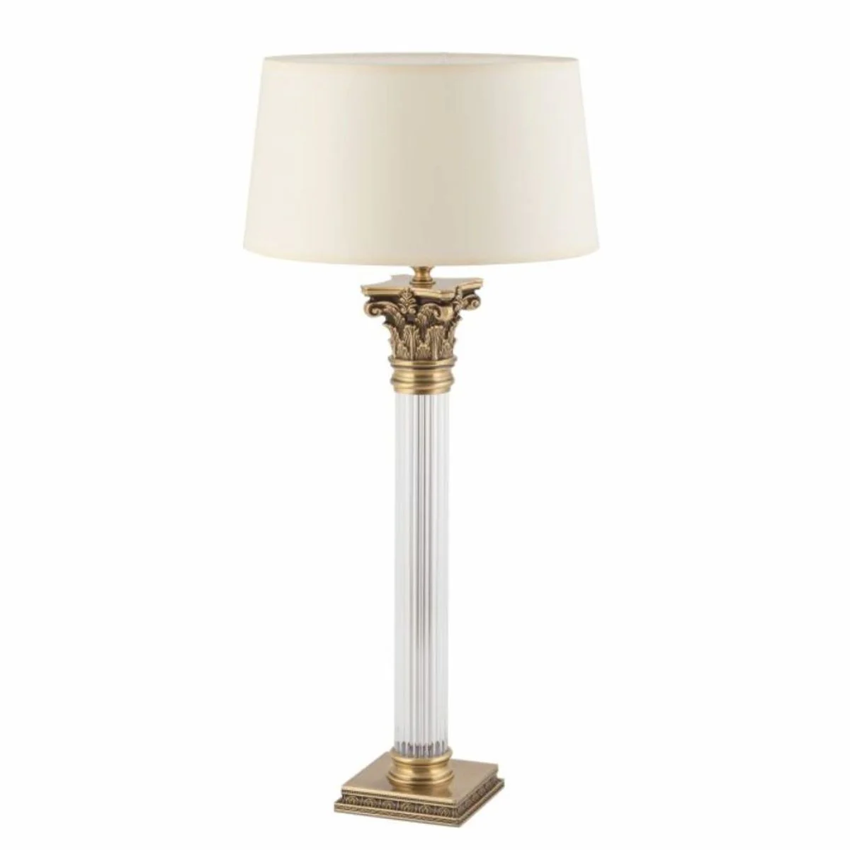 Luxury baroque table lamp brass with patina / cream H. 70 cm