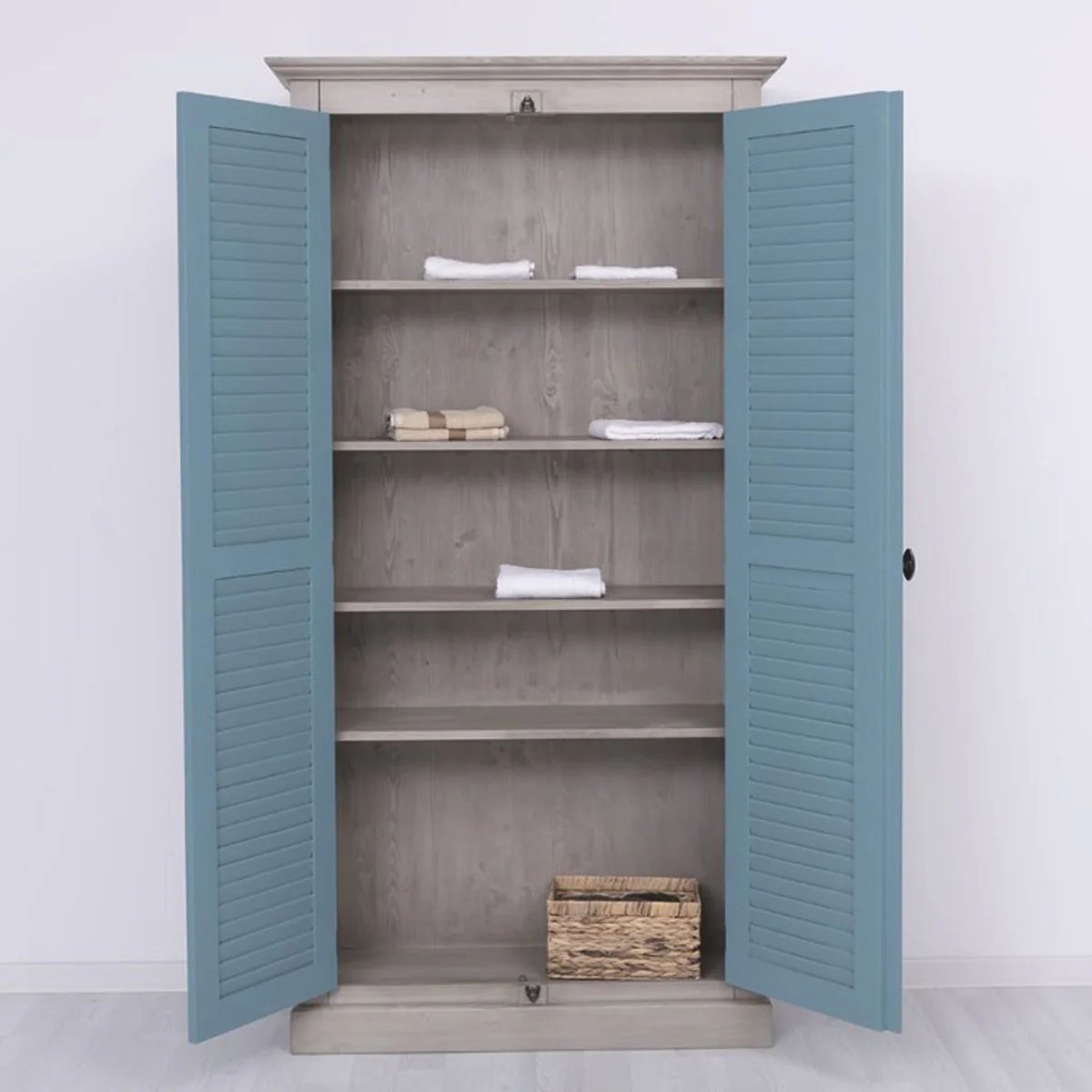 Country Style Bedroom Cabinet Gray / Blue 109 cm - Bedroom Furniture