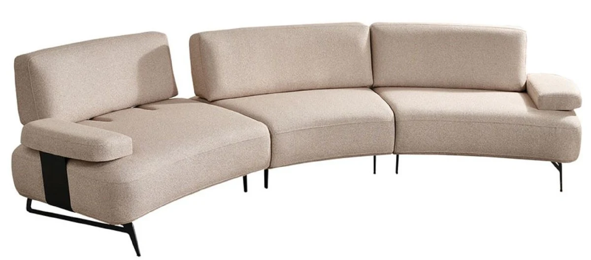 Luxus Sofa mit verstellbaren Rückenlehnen Beige / Schwarz 350 cm