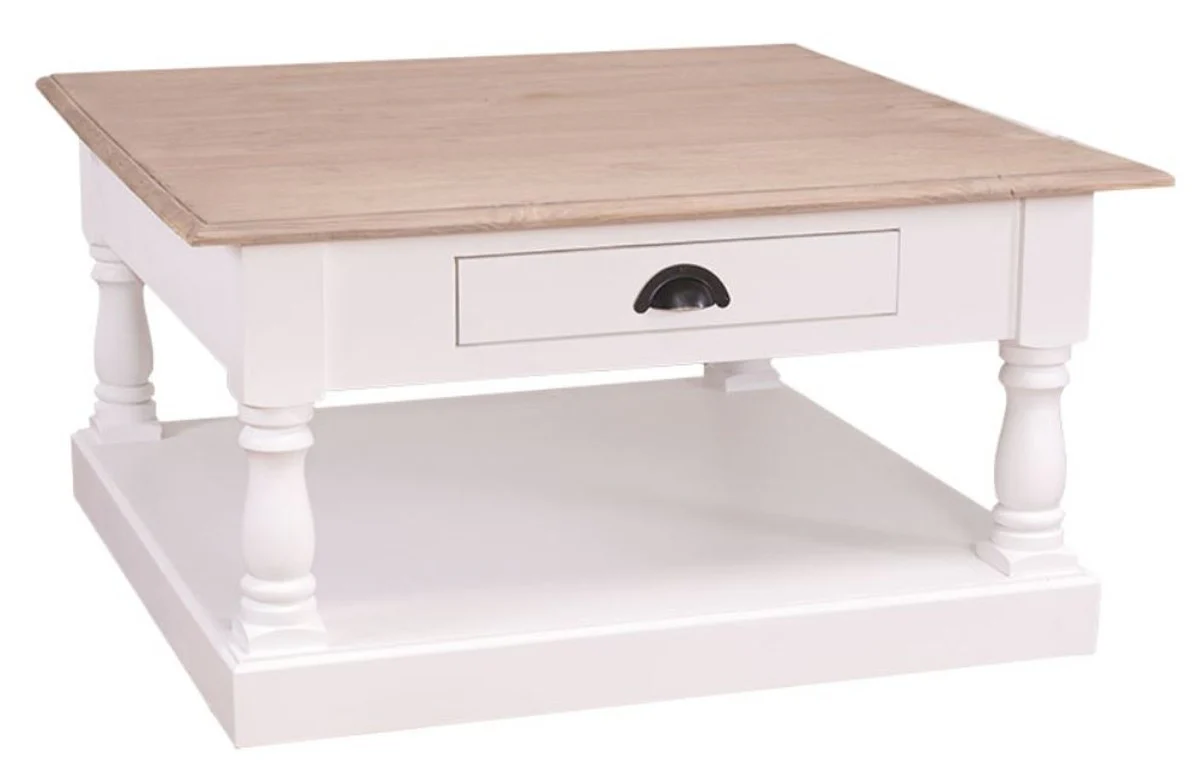 Country house style coffee table with drawer 90 x 90 x H. 47 cm - country house style furniture