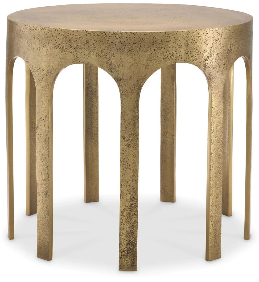 Luxury side table vintage brass Ø 55 x H. 50 cm - Round aluminum table - Aluminum furniture - Living room furniture - Luxury furniture - Luxury furnishings - Living room furnishings