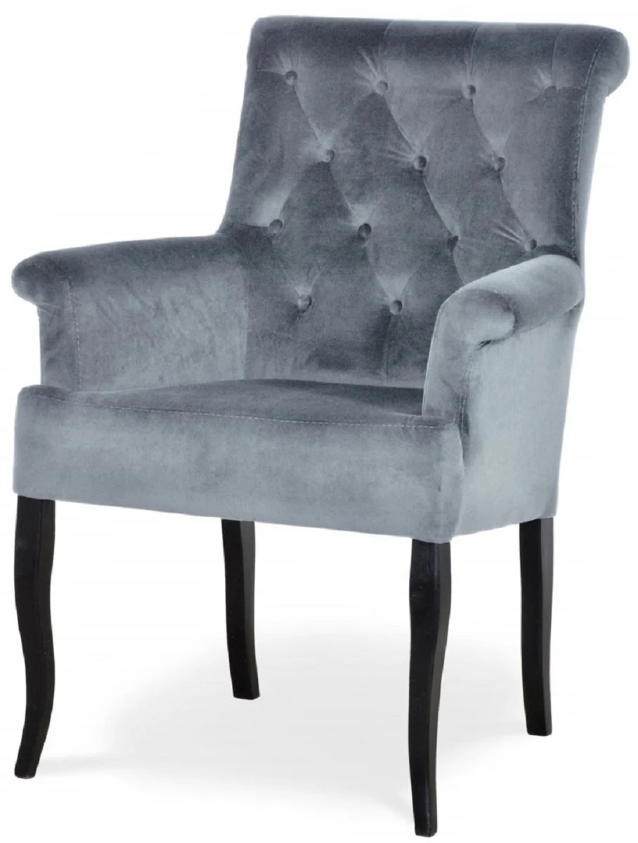 Chesterfield Neo Baroque Dining Chair Gray / Black - Kitchen Chair with Armrests - Dining Room Furniture - Chesterfield Furniture - Neo Baroque Furniture