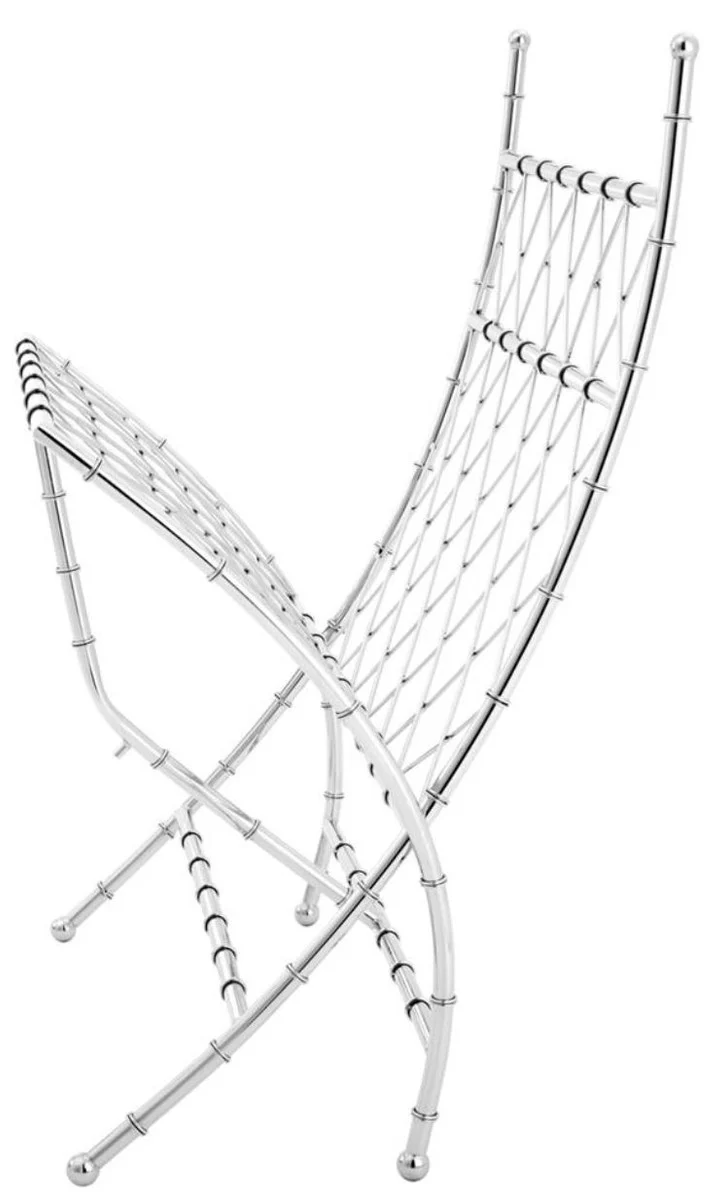 Luxury folding chair silver / black 75 x 81.5 x H. 92 cm - luxury furniture