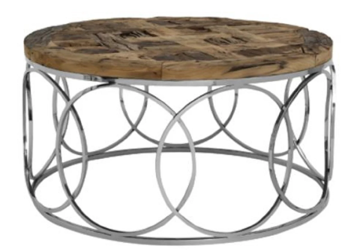Designer coffee table brown / silver Ø 81 x H. 44.5 cm - designer living room furniture