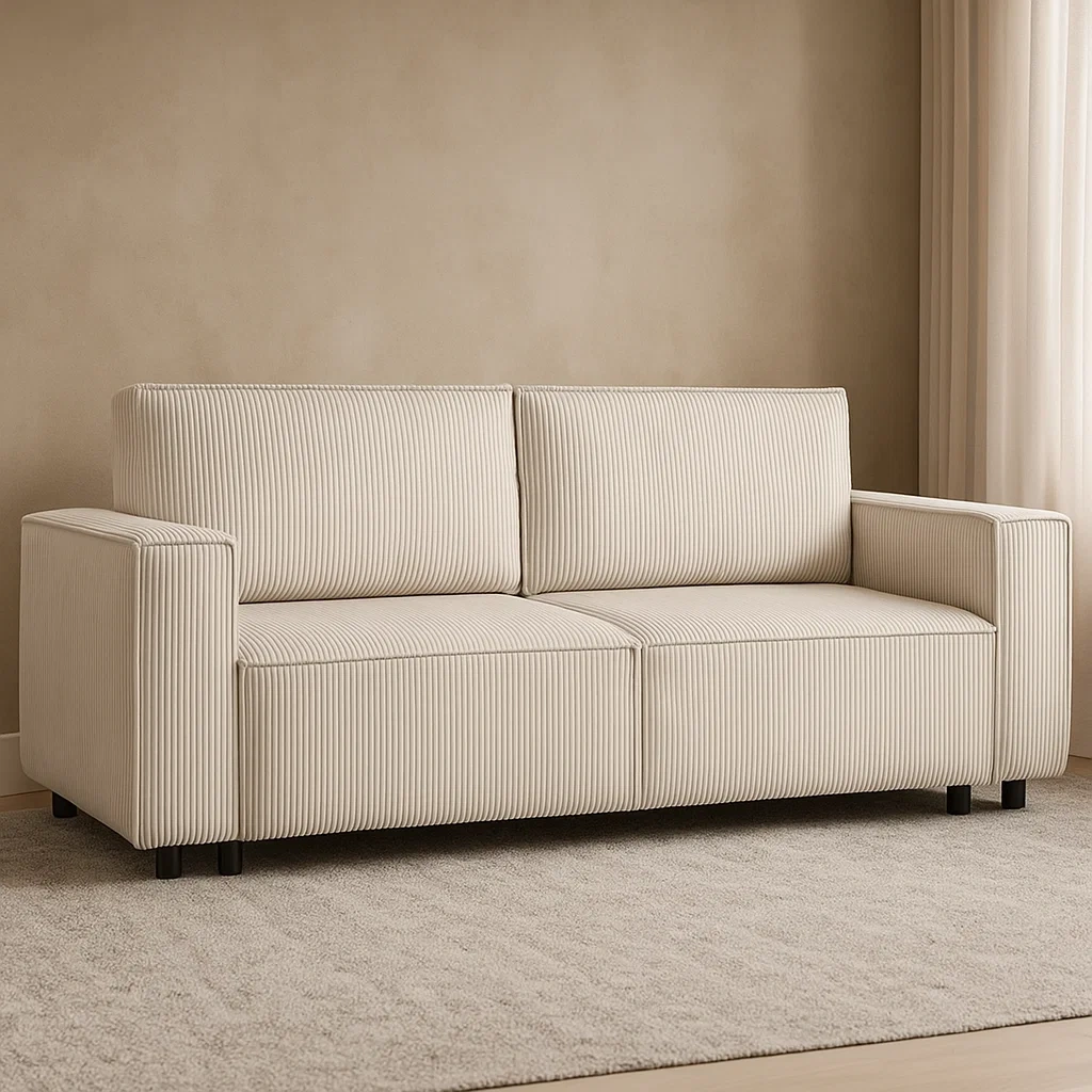 3-Sitzer-Schlafsofa, beigefarbener Samt, Wohnzimmer, 178×88×86 cm - HxFLzzsWcRGk