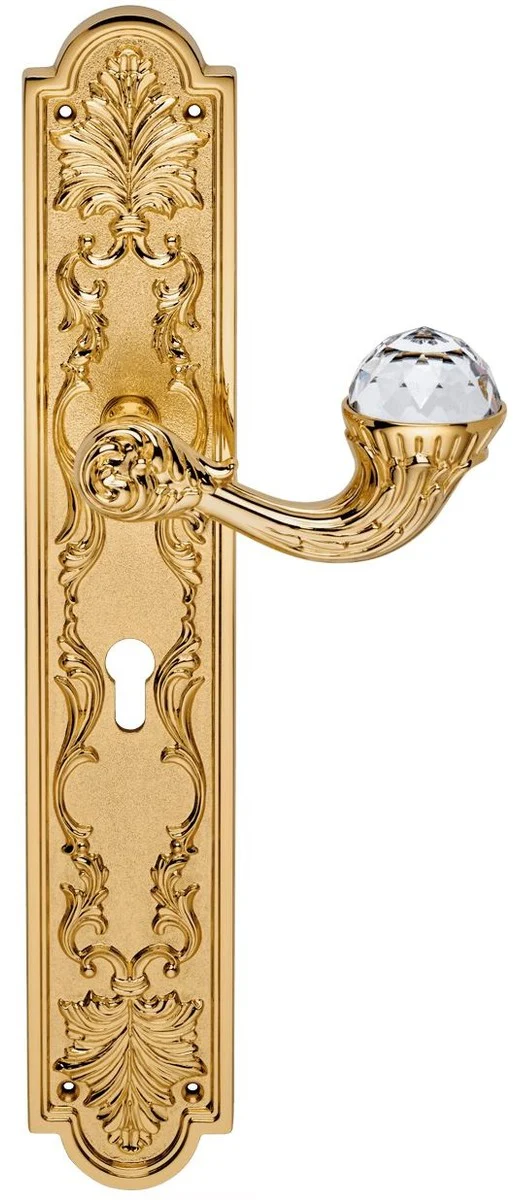 Luxury Art Nouveau door handle set with Swarovski crystal glass gold 16.4 x H. 41.8 cm - Baroque & Art Nouveau hotel accessories door handles