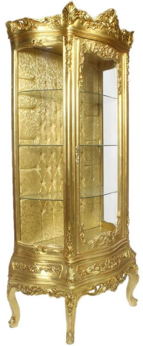 Baroque display cabinet gold 80 x 40 x H. 200 cm - Magnificent baroque display cabinet with glass door and beautiful decorations - Baroque furniture