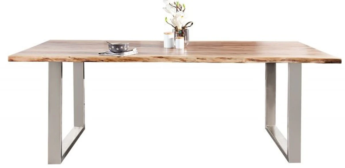 Designer solid wood dining table natural - acacia - 200 x 100 x H.80 cm - made of solid acacia wood
