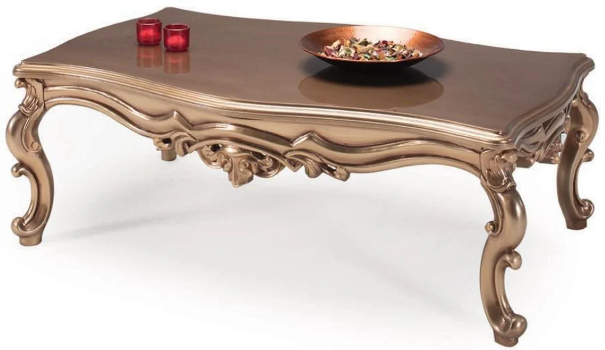 Luxury baroque coffee table bronze 129 x 95 x H. 48 cm - living room furniture - baroque furniture