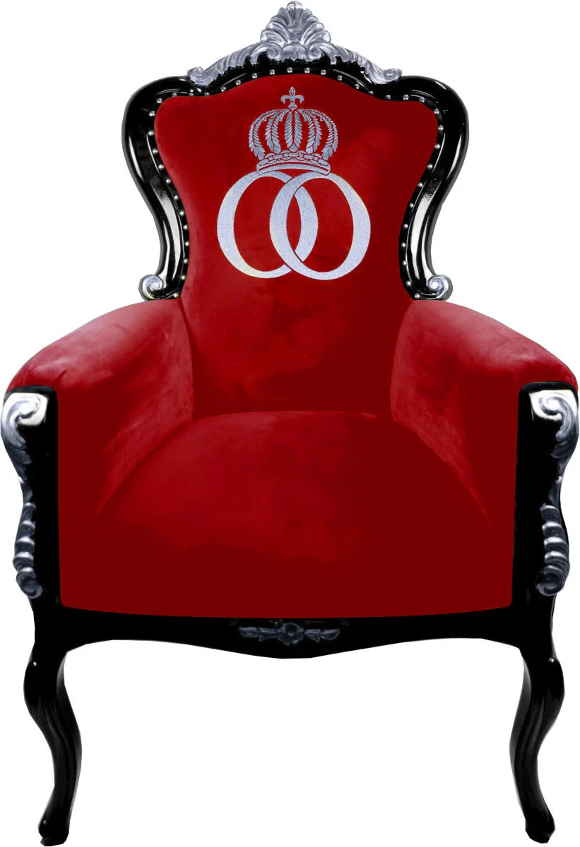 Pompöös by Luxury Baroque Armchair Bergere Red / Black / Silver - Pompööser Baroque Armchair designed by Harald Glööckler