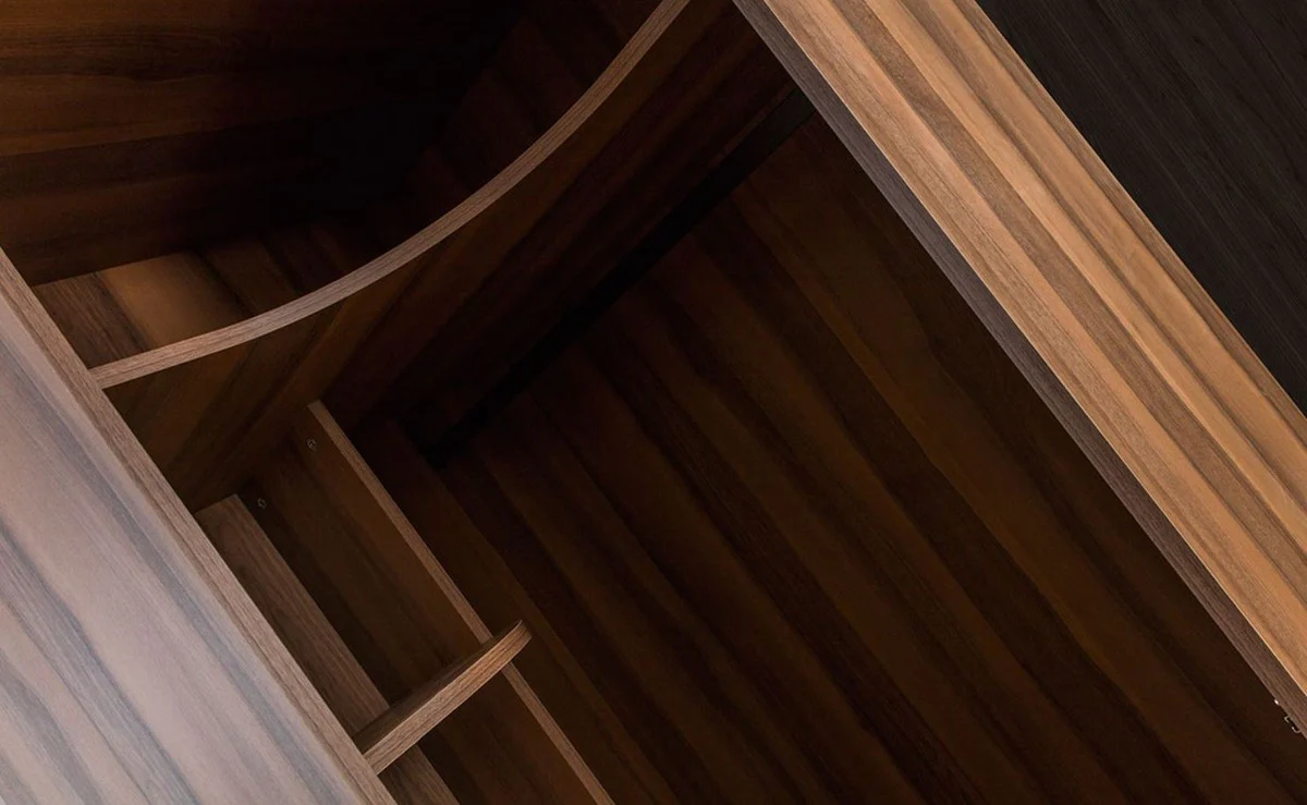 Luxury corner wardrobe brown / black 345 x 195 x H. 220 cm - solid wood bedroom wardrobe with 8 glass doors and LED lighting - bedroom furniture - hotel furniture - luxury furniture