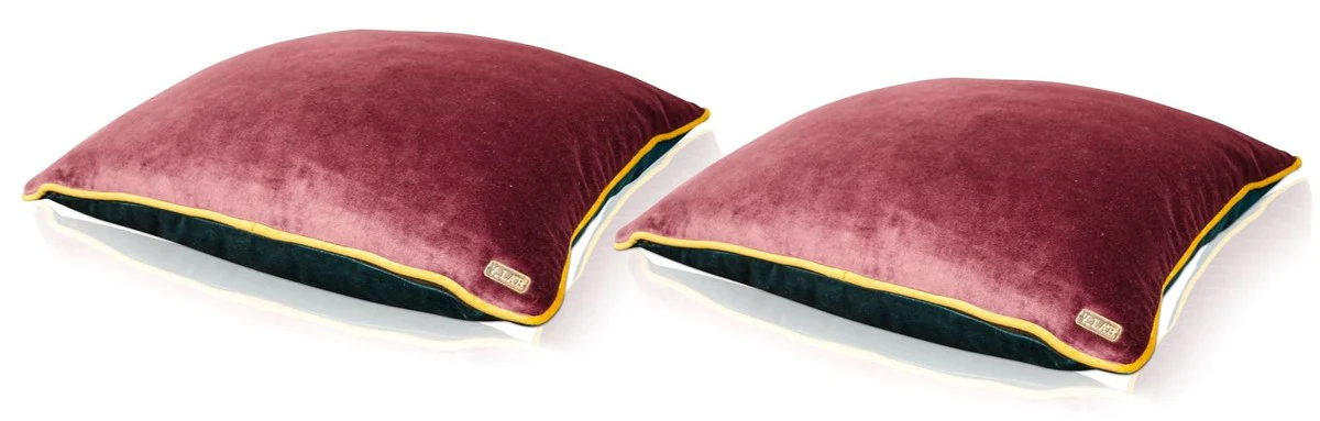 Wohnzimmer Deko Kissen 2er Set Lila / Türkis / Gelb 50 x 50 cm - Luxus Kollektion