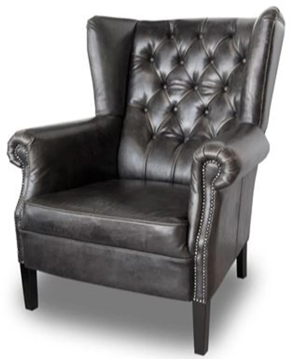 Chesterfield Buffalo genuine leather armchair - luxury living room furniture - vintage