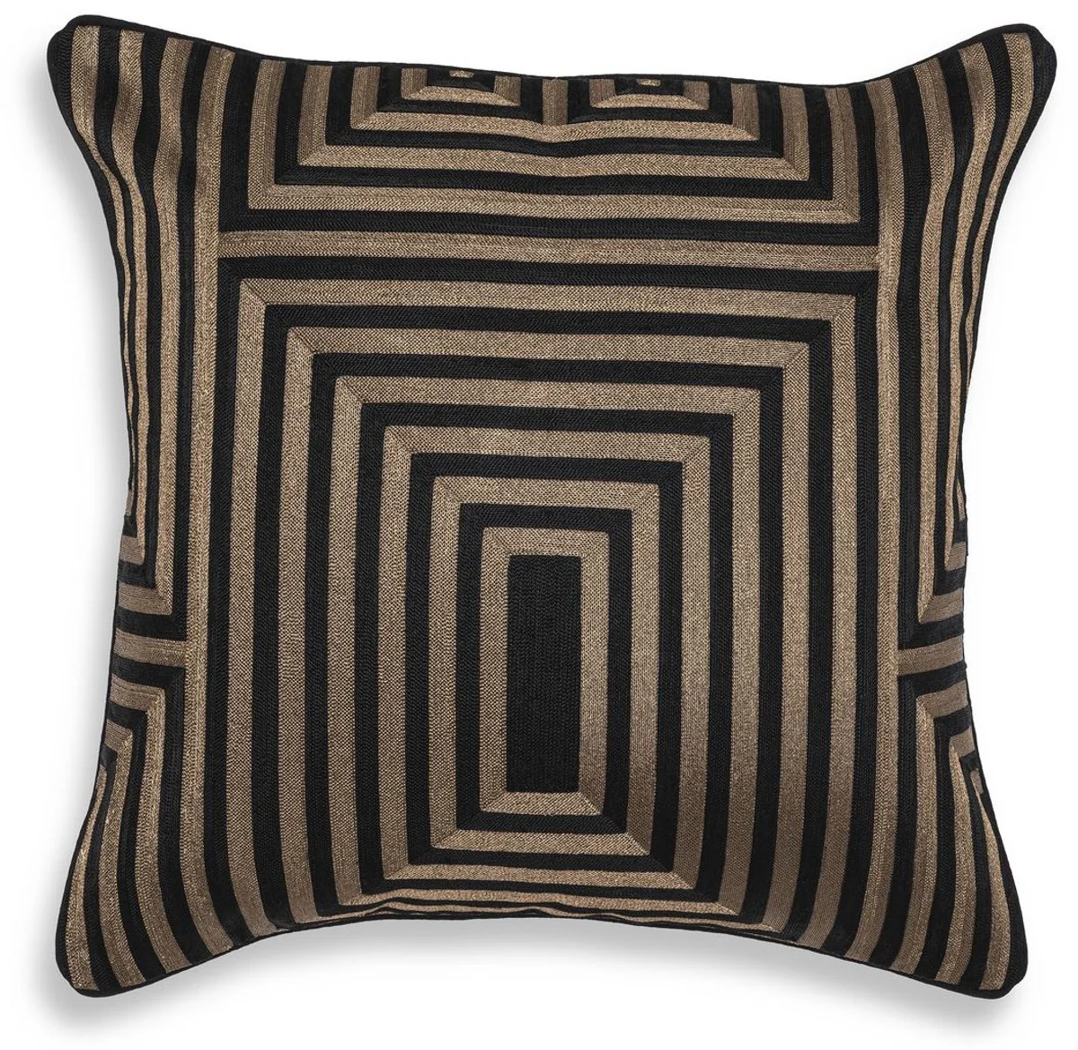 Luxus Deko Kissen Schwarz / Gold 50 x 50 cm - Edles Zierkissen mit elegantem Muster - Luxus Qualität - Hotel Kollektion