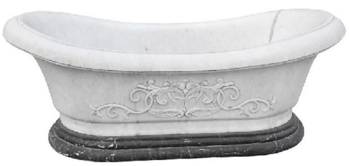 Luxury Baroque Bathtub White / Black 180 cm - Freestanding Marble Bathtub - Bathroom Accessories - Elegant & Magnificent