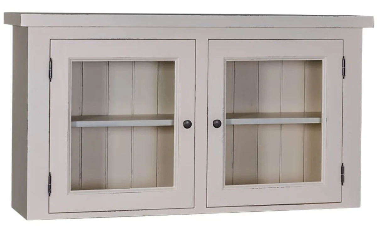 Country house style kitchen wall cabinet antique light gray 120 x 31 x H. 65 cm - country house style kitchen cabinet with 2 glass doors