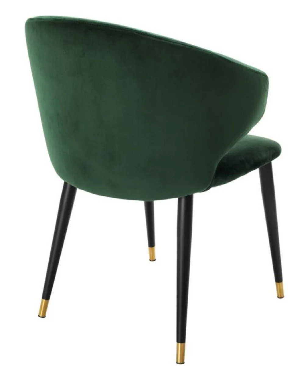 Luxury dining room chair with armrests dark green / black / gold 57 x 66 x H. 83 cm - dining room furniture