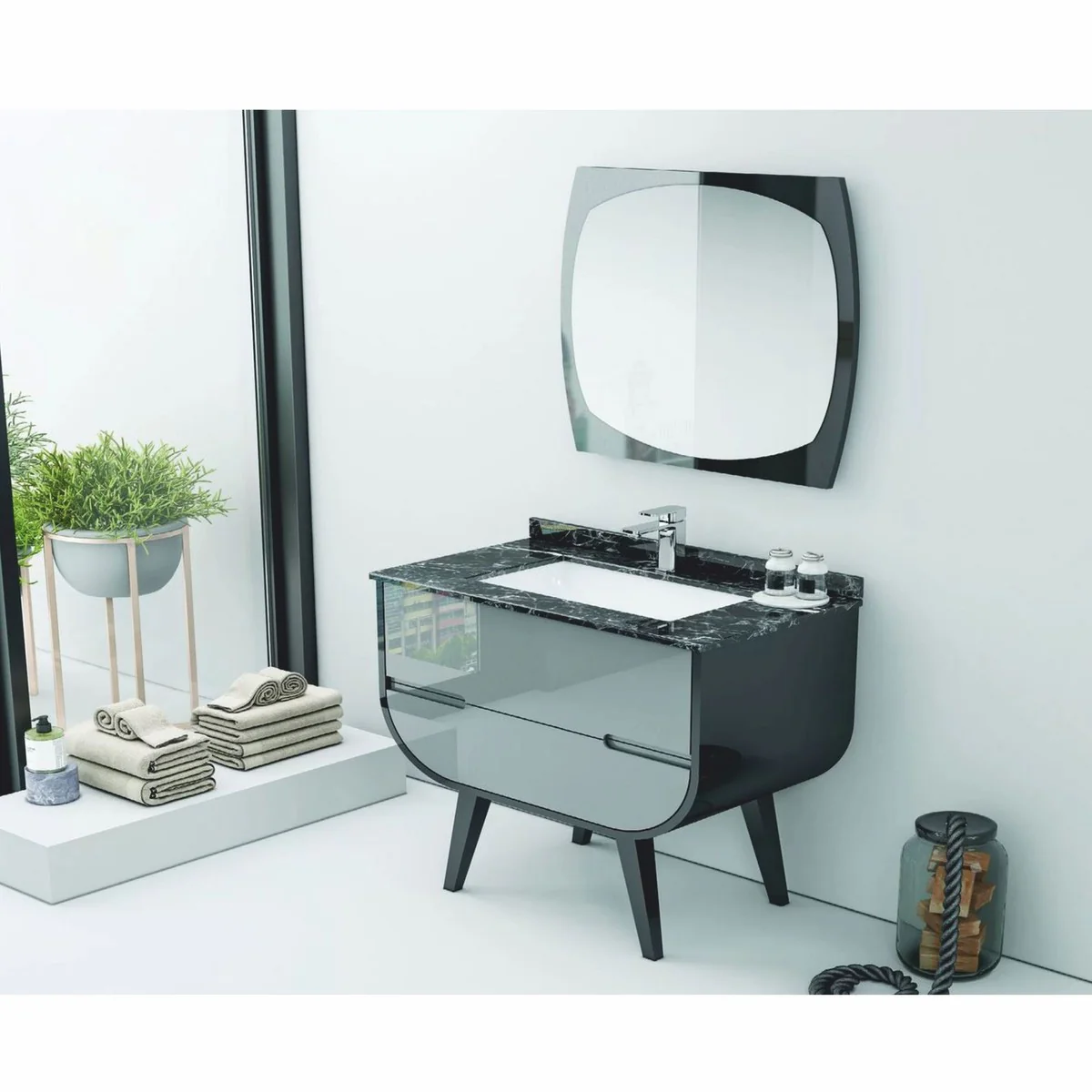 Luxury bathroom set black / light gray 80 cm - Hotel & Bathroom Inerior