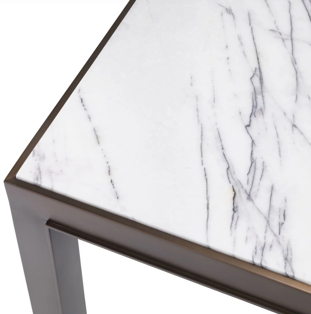 Luxury side table antique brass / white / purple 65 x 65 x H. 51.5 cm - stainless steel table with marble top - living room furniture - luxury furniture