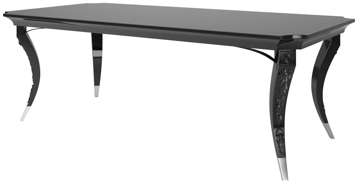 Luxury Art Deco Dining Room Set Gray / Black / Silver - 1 Dining Room Table & 6 Dining Chairs - Luxury Quality - Art Deco Dining Room Furniture