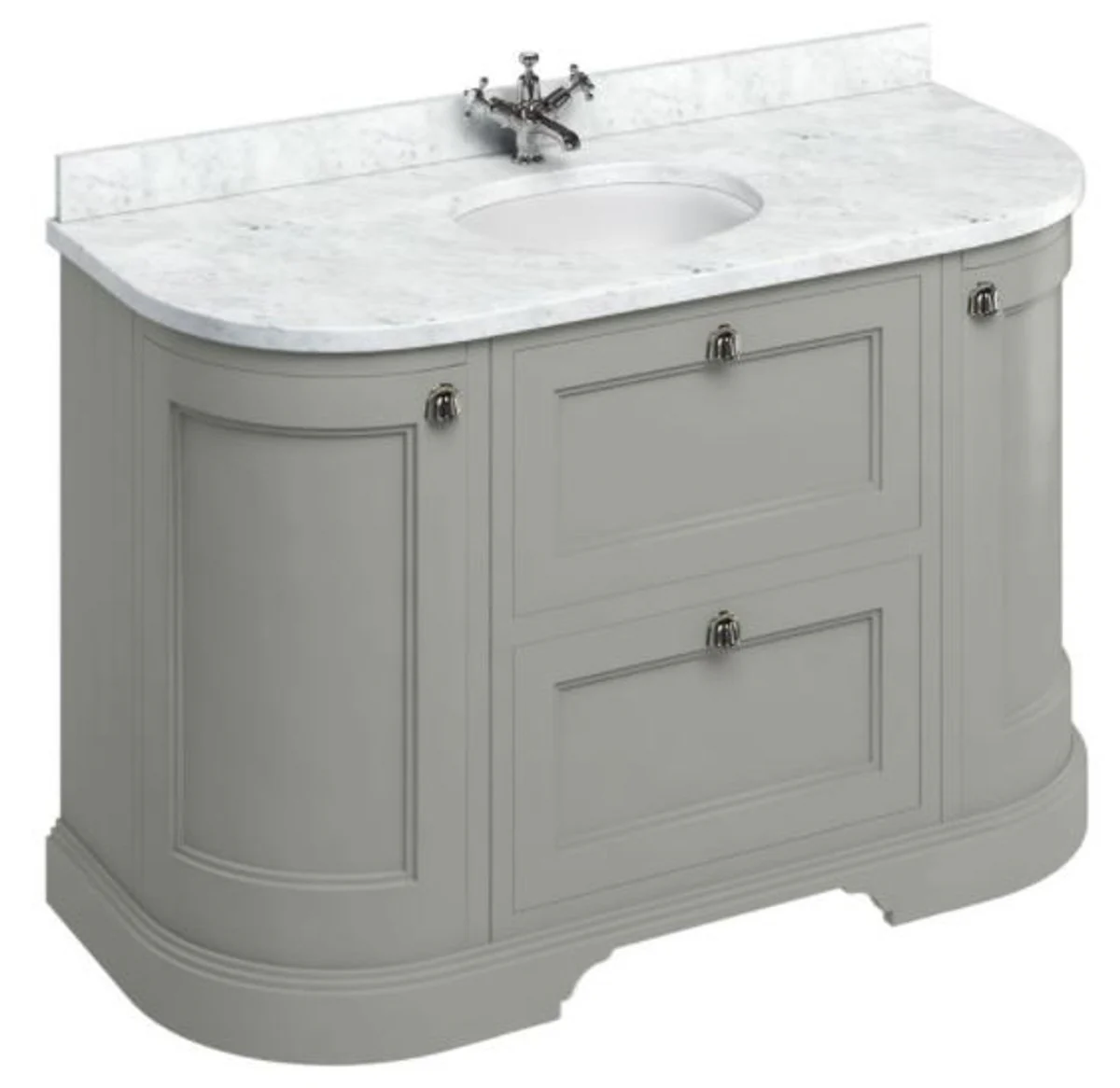 Wash cabinet / vanity unit with marble top doors and drawers 134 x 55 x H. 93 cm