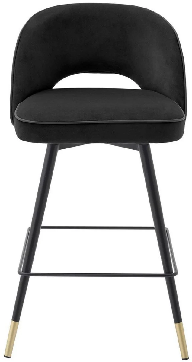 Luxury bar chair set black / brass 51 x 52 x H. 92.5 cm - Bar chairs with swivel seat and elegant velvet fabric - Luxury bar furniture