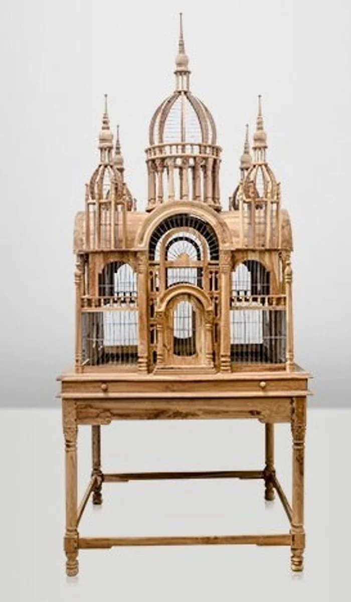 Baroque bird palace hand carved from mahogany wood H250cm - bird house bird cage antique style