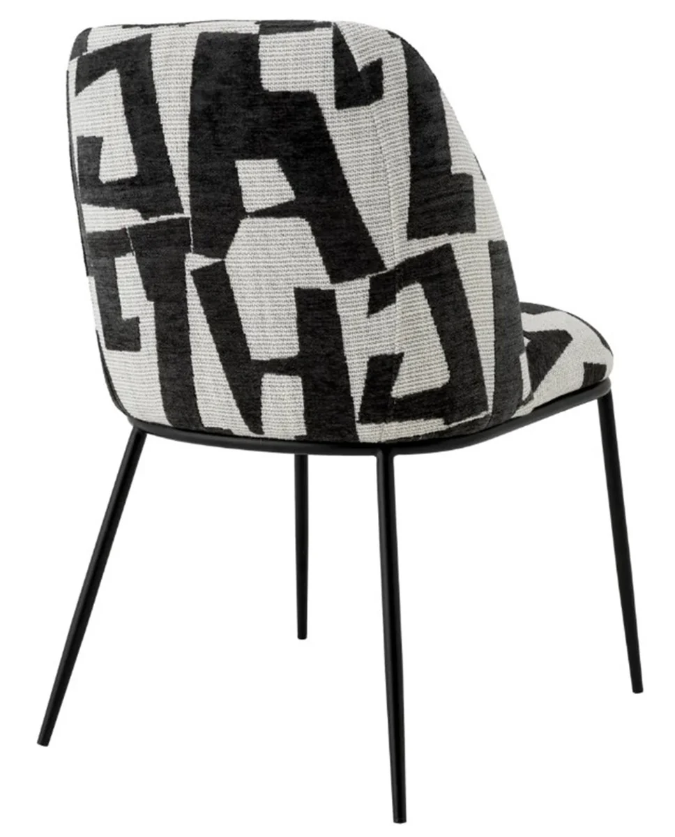 Luxury dining chair black / white W. 50 cm x D. 60 cm x H. 83 cm - Hotel Furniture