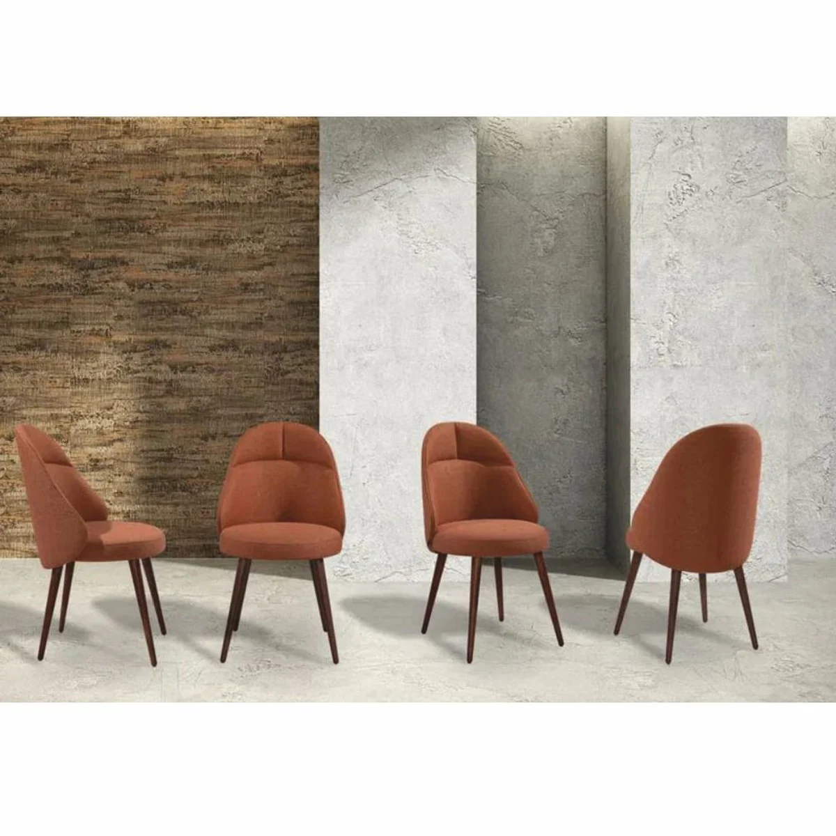 Luxury dining room chair set of 8 cognac colors / brown - dining room furniture