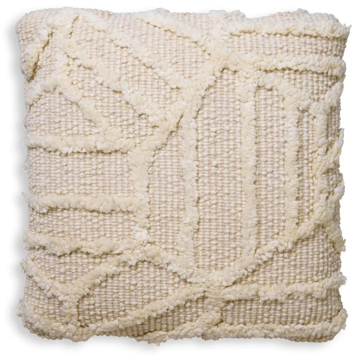 Luxury cushion ivory 60 x 60 cm - Handwoven decorative wool cushion - Square decorative cushion - Living room decoration - Luxury decorative accessories - Luxury quality