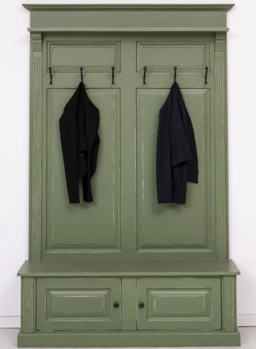 Country house style solid wood wardrobe antique green 140 x 41 x H. 210 cm - wall wardrobe - hallway cabinet - hallway furniture - wardrobe furniture - country house style furniture