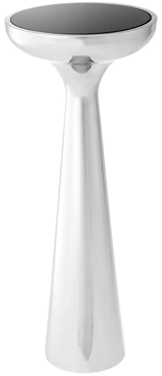 Luxury stainless steel side table with glass top silver / black Ø 29 x H. 71.5 cm - hotel furniture