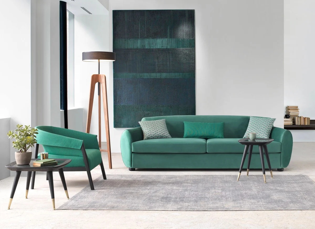Luxury sofa green / black 260 x 105 x H. 80 cm - living room sofa - hotel sofa - living room furniture - hotel furniture - luxury furniture - living room furnishings - luxury furnishings