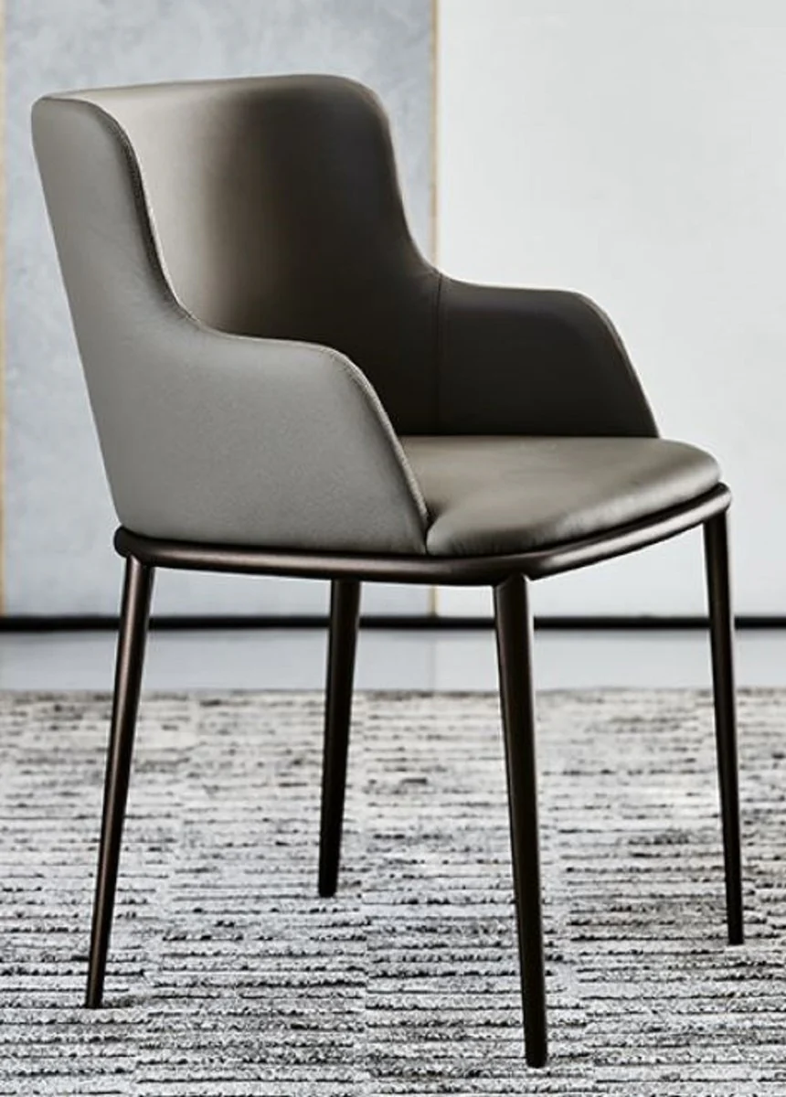 Luxury Dining Room Chair Set of 8 Gray / Black - Luxury Dining Room & Restaurant Furniture - Luxury Quality - Made in Italy