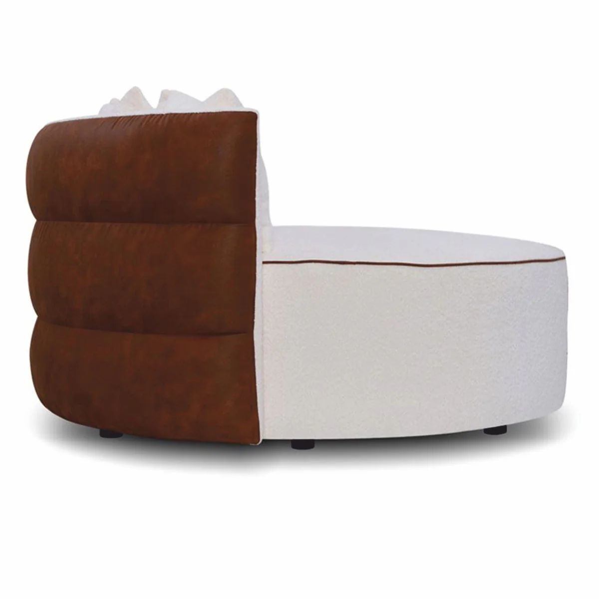 Luxury sofa white / brown Ø 132 cm - round living room sofa