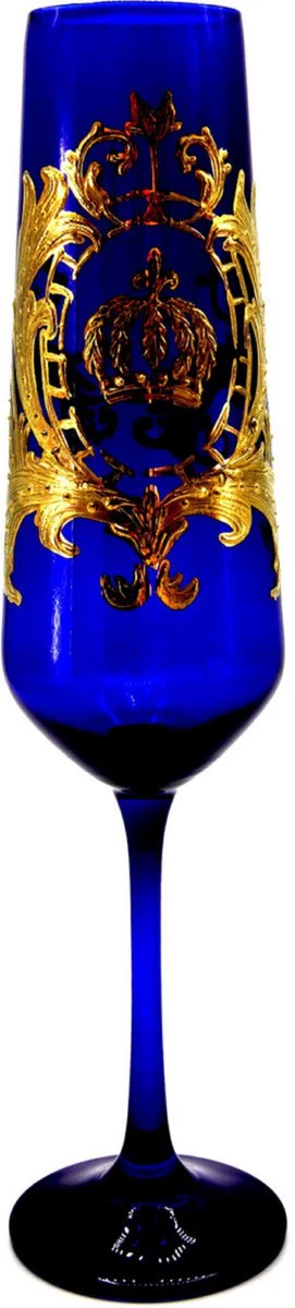 Pompöös by Luxus Champagnerglas mit 24 Karat Vergoldung Royalblau / Gold Ø 6 x H. 25 cm - Pompööses Champagnerglas designed by Harald Glööckler