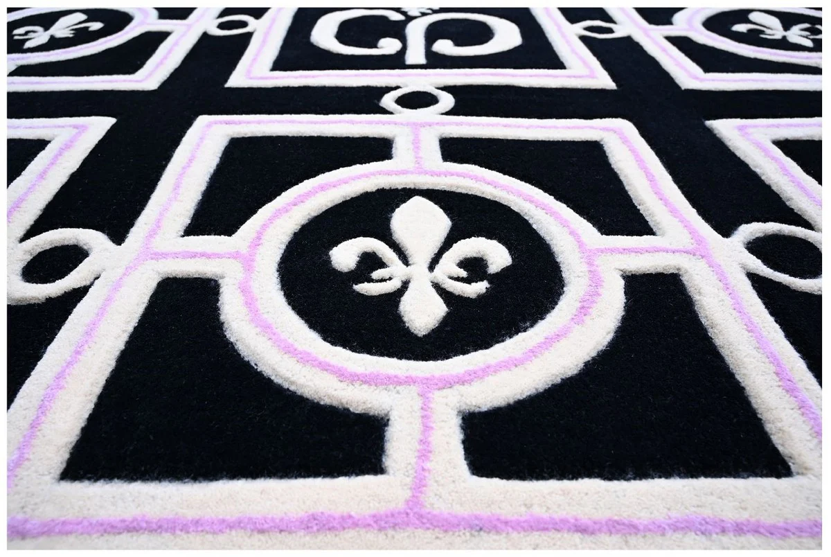 Luxury Baroque carpet black / white / purple 200 x 300 cm - Baroque Interior