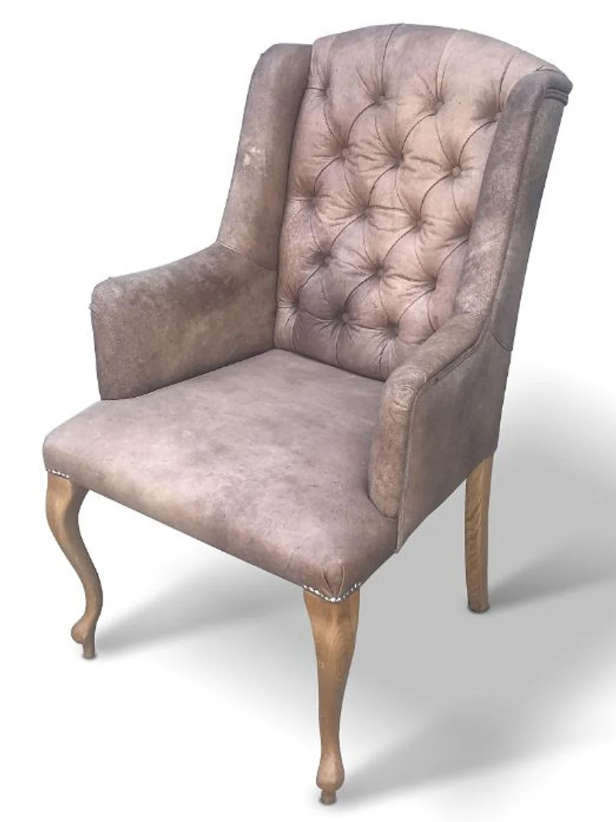 Chesterfield genuine leather dining chair with armrests - ALL COLORS - Luxury living room armchair furniture buffalo leather