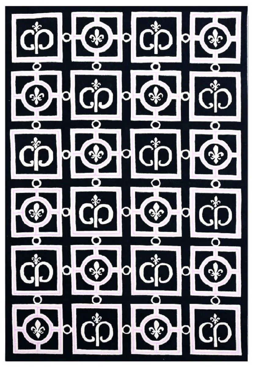 Luxus Barock Teppich Schwarz / Weiß / Lila - Verschiedene Größen