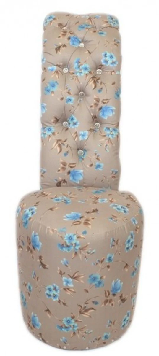 High Heel Armchair Flower Pattern Cream / Blue Luxury Design - Designer Armchair - Club Furniture - Shoe Chair Armchair