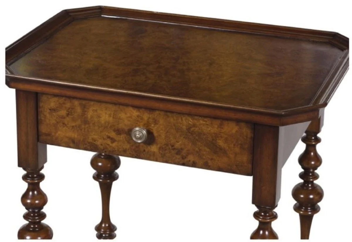 Luxury Baroque side table with drawer brown / dark brown 58 x 42 x H. 69 cm - Baroque furniture